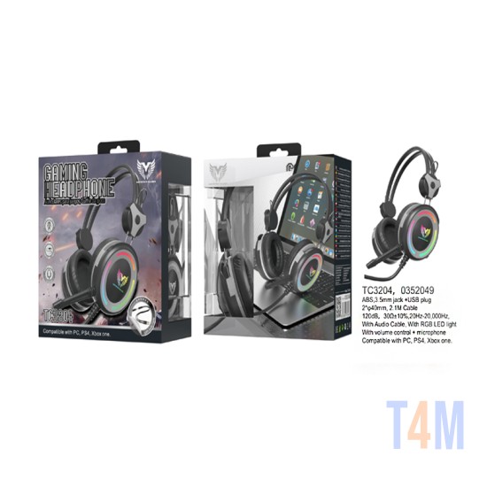 MTK GAMING HEADPHONES TC3204 GR+NE WITH CABLE GRAY+BLACK